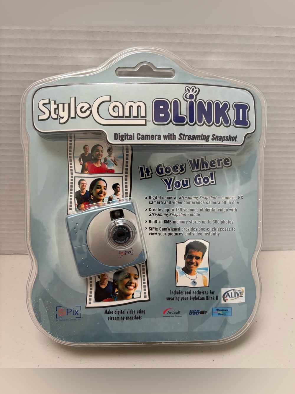 SiPix StyleCam Blink II Digital Camera OS Blue Vintage Y2K Keychain Webcam NIB
